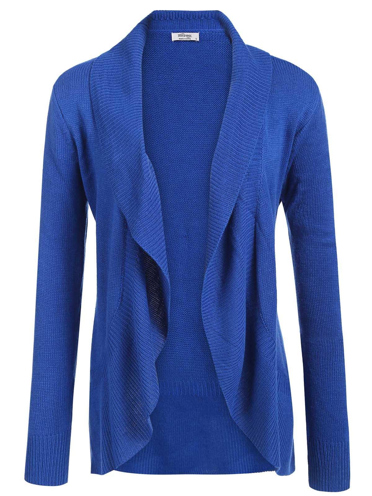 navy blue long sleeve solid open front cardigan